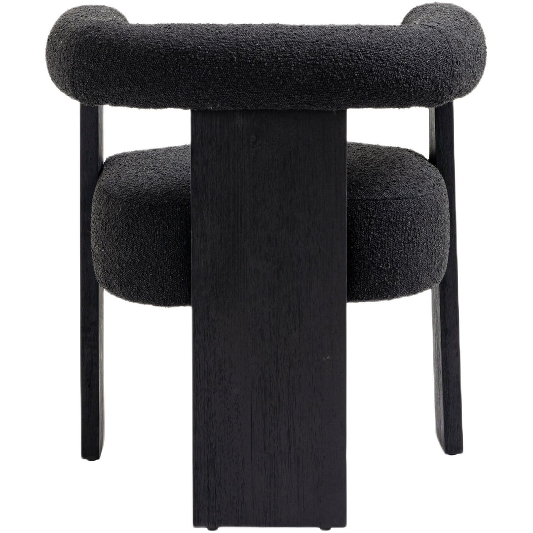 Barrel Boucle Fabric Upholstered Dining Chair — Black / Black