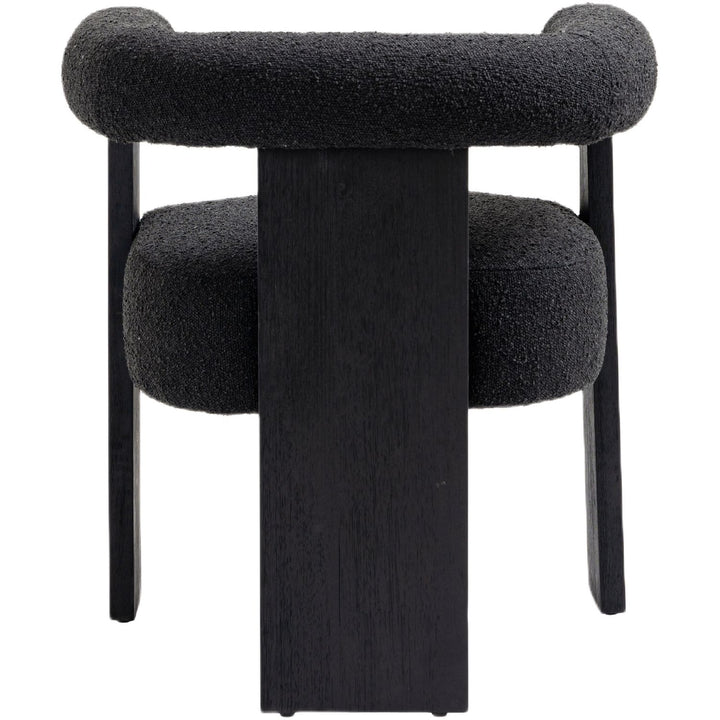 Barrel Boucle Fabric Upholstered Dining Chair — Black / Black