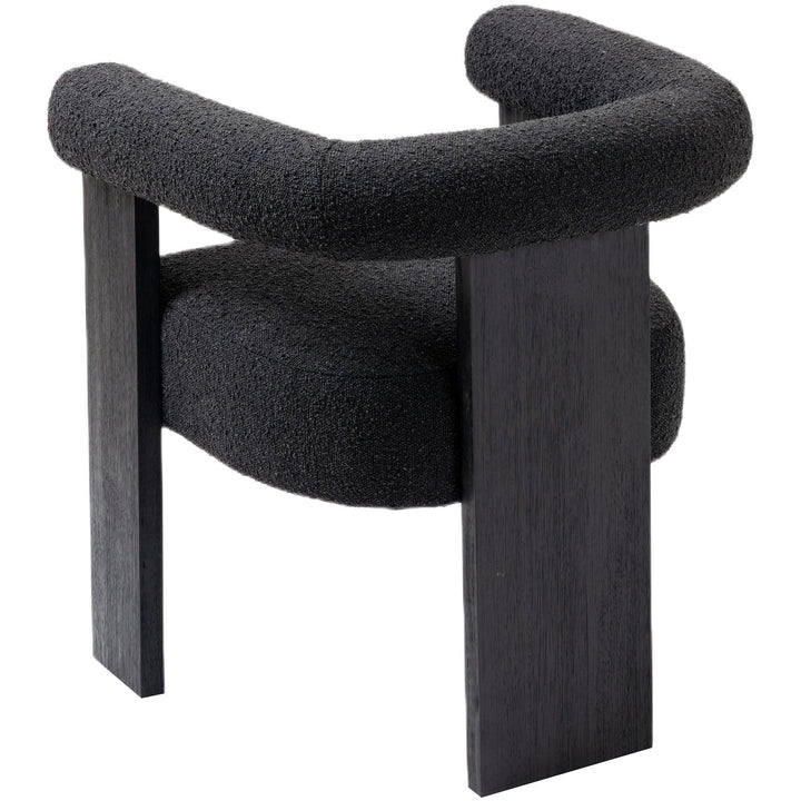 Barrel Boucle Fabric Upholstered Dining Chair — Black / Black