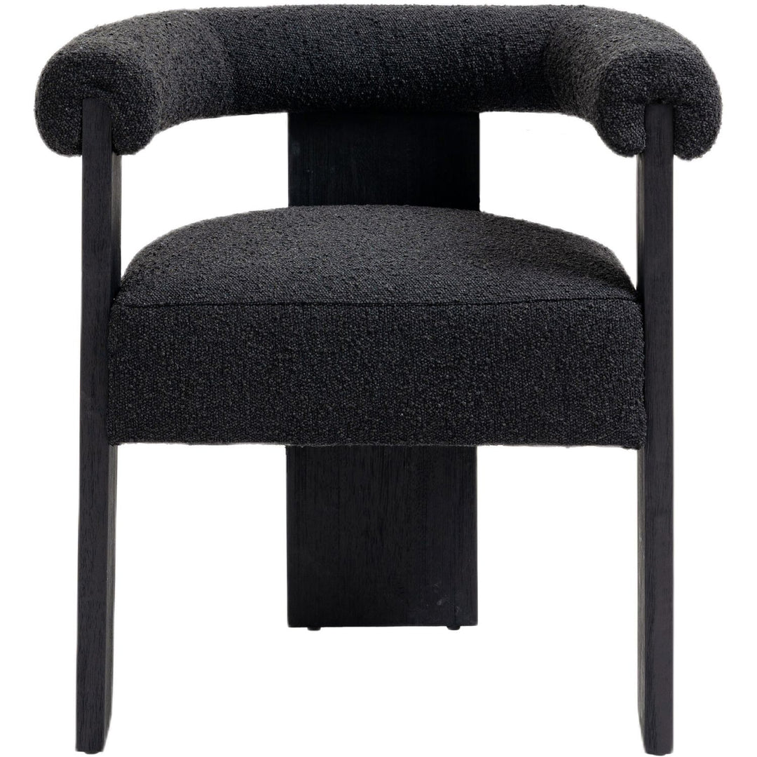 Barrel Boucle Fabric Upholstered Dining Chair — Black / Black