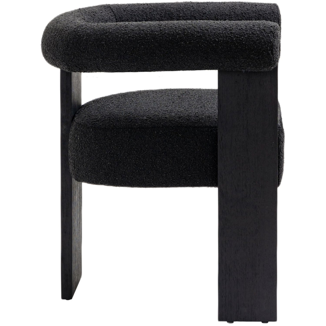Barrel Boucle Fabric Upholstered Dining Chair — Black / Black