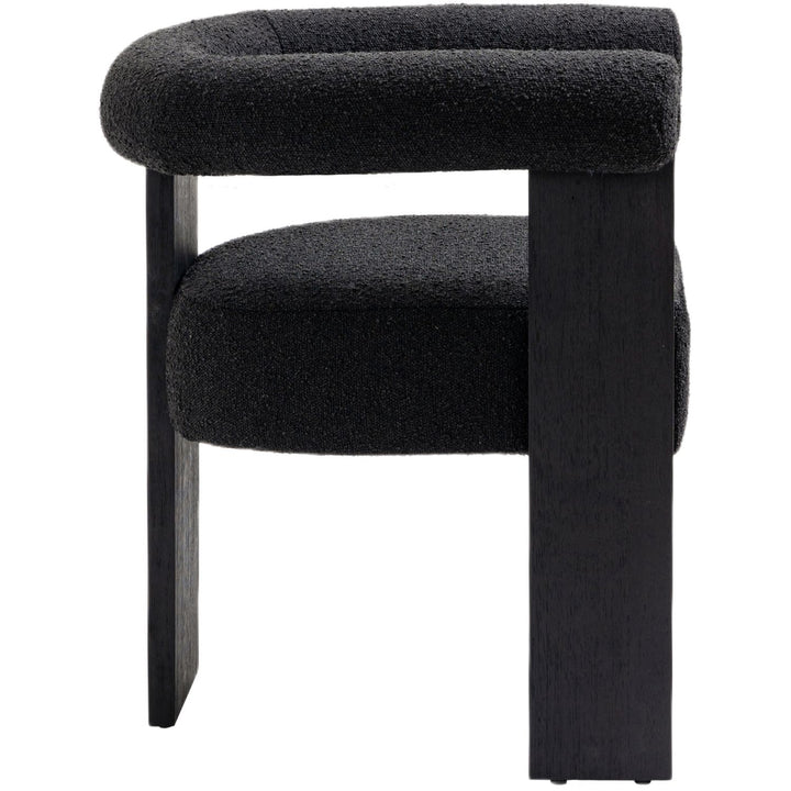 Barrel Boucle Fabric Upholstered Dining Chair — Black / Black