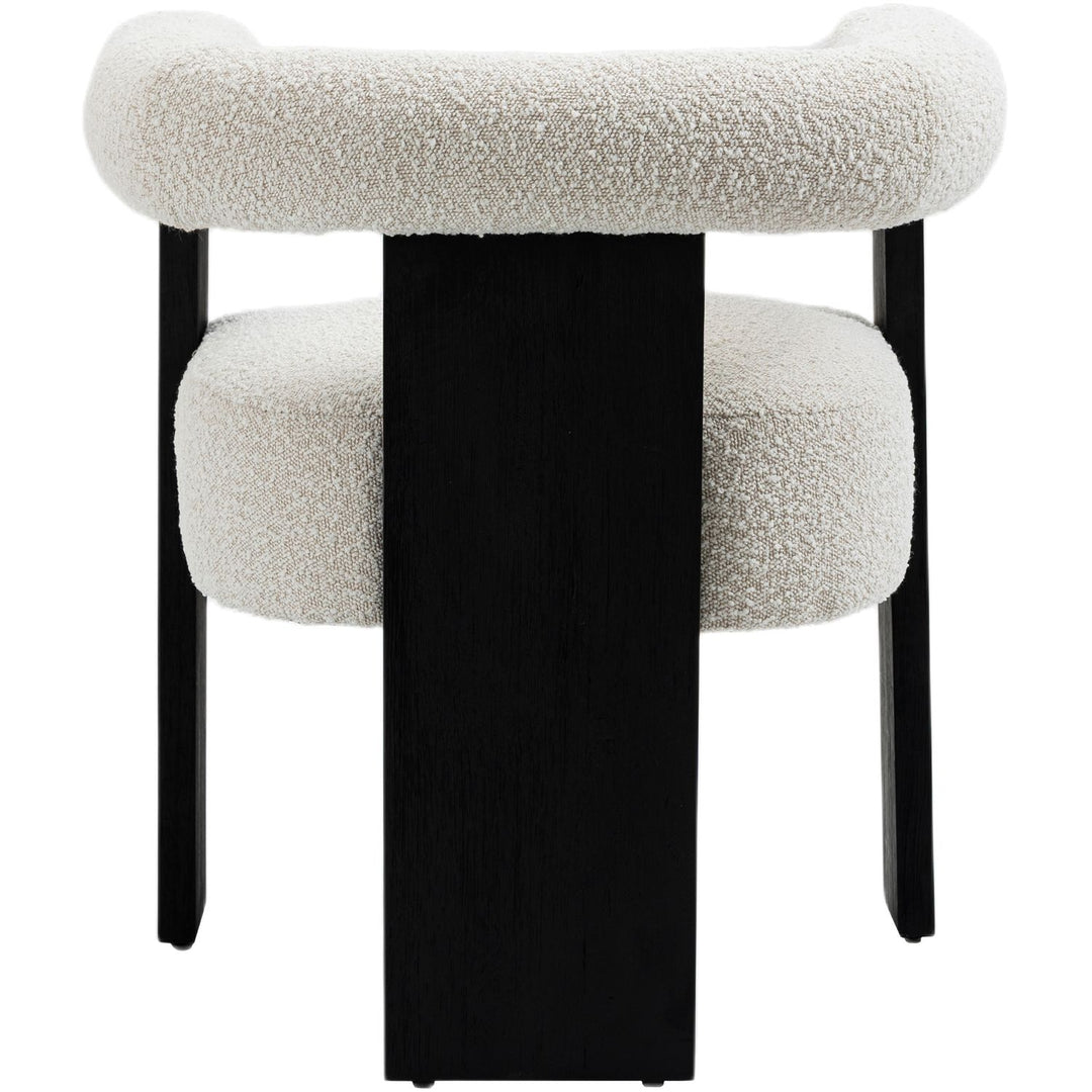 Barrel Boucle Fabric Upholstered Dining Chair — Cream / Black