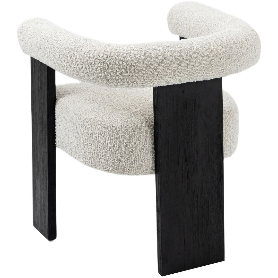 Barrel Boucle Fabric Upholstered Dining Chair — Cream / Black