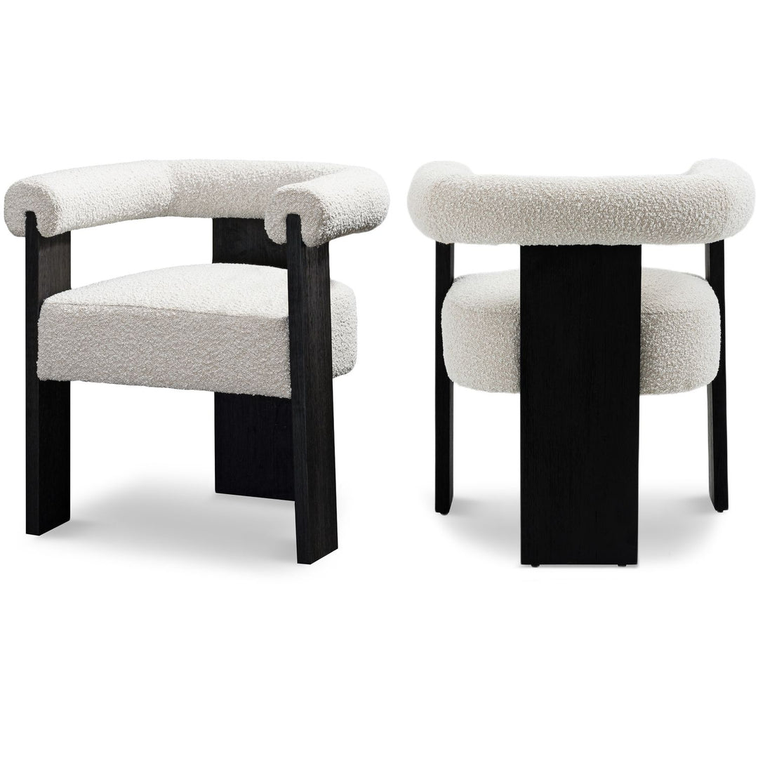Barrel Cream Boucle Fabric Upholstered Dining Chair