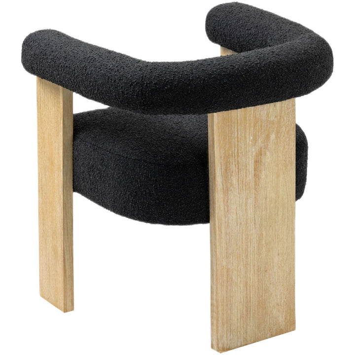 Barrel Boucle Fabric Upholstered Dining Chair — Black / Natural