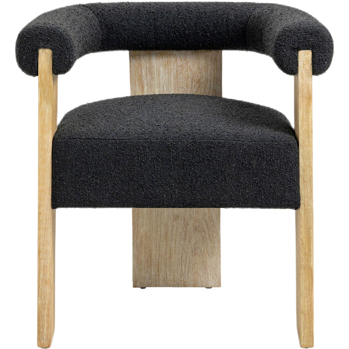 Barrel Boucle Fabric Upholstered Dining Chair — Black / Natural
