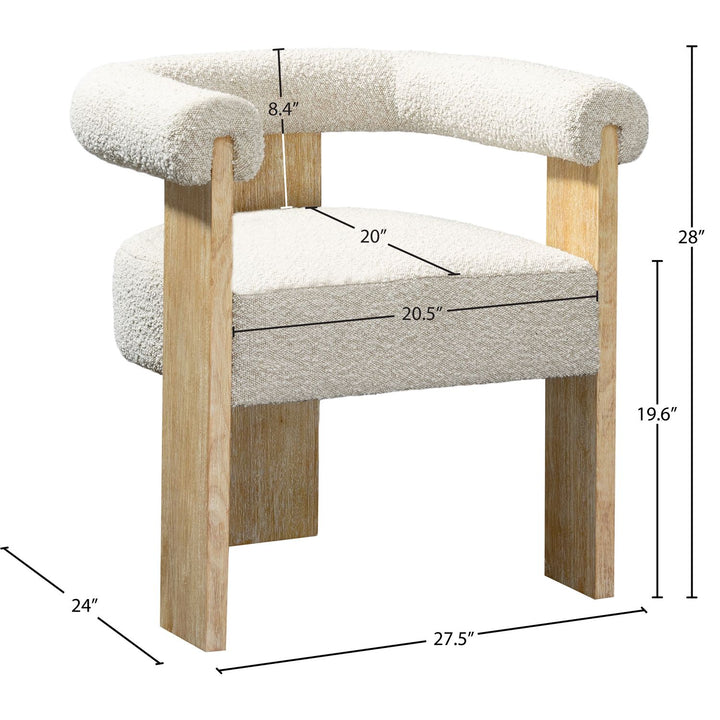 Barrel Boucle Fabric Upholstered Dining Chair — Cream / Natural