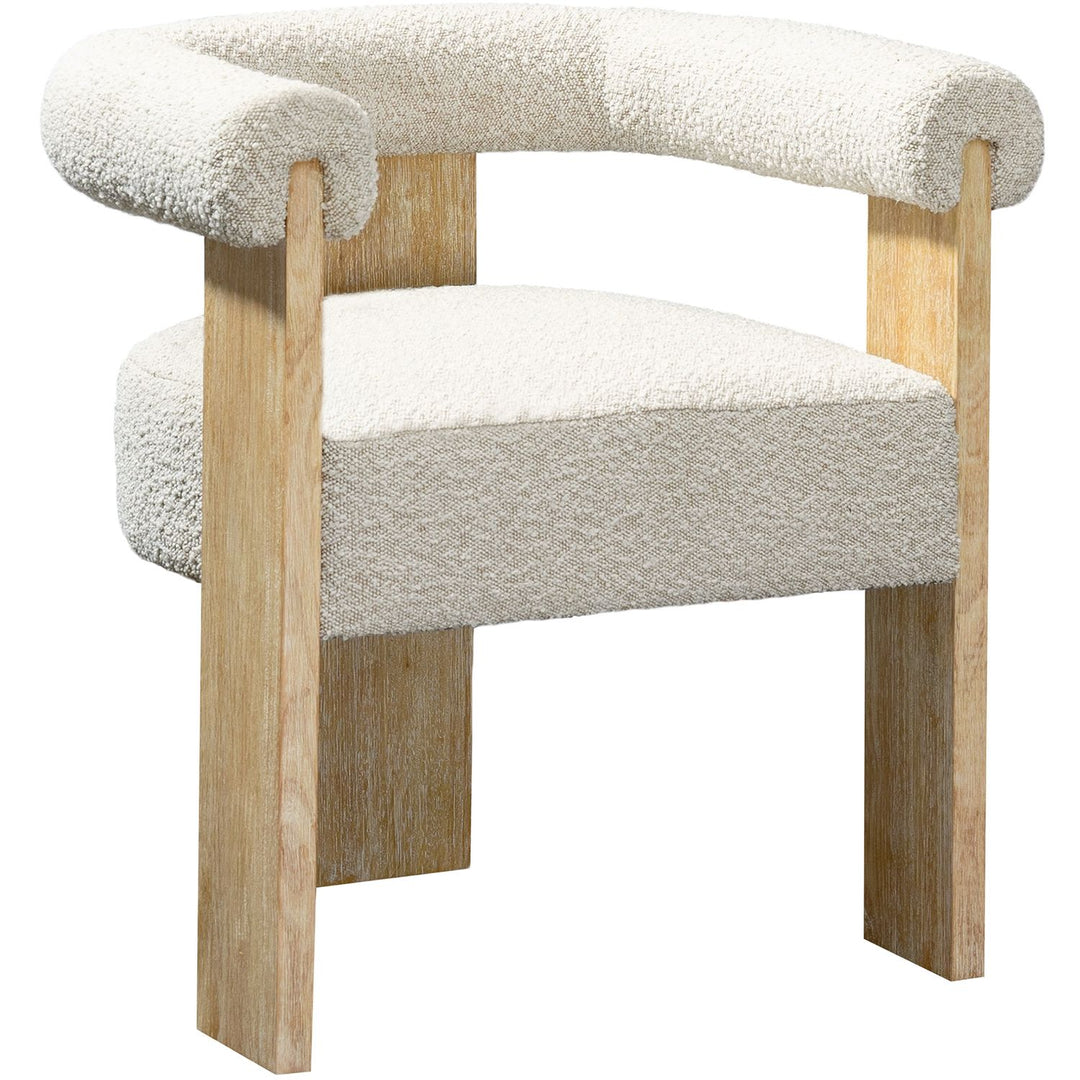 Barrel Boucle Fabric Upholstered Dining Chair — Cream / Natural