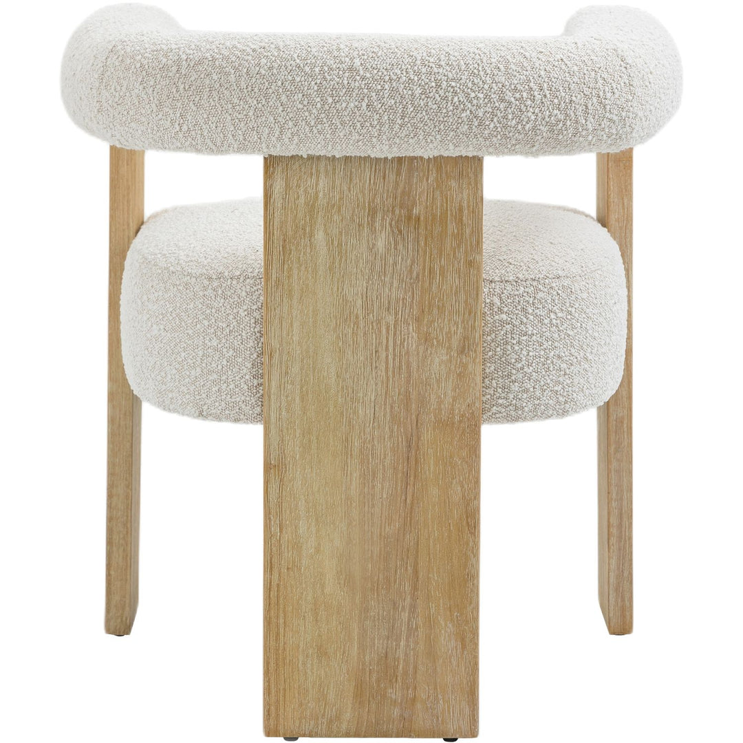 Barrel Boucle Fabric Upholstered Dining Chair — Cream / Natural