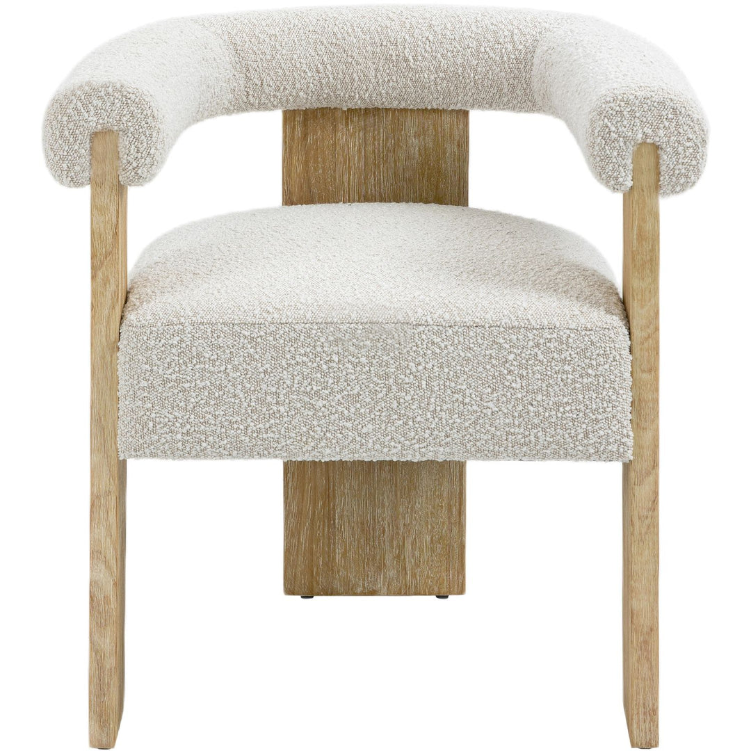 Barrel Boucle Fabric Upholstered Dining Chair — Cream / Natural