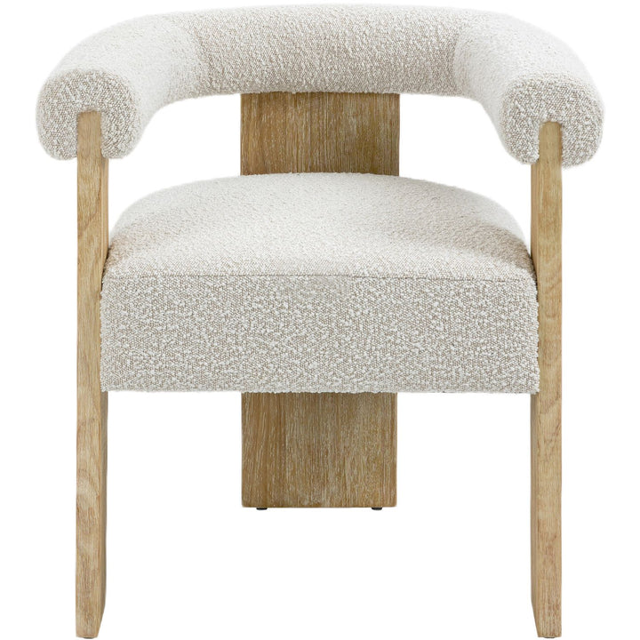 Barrel Boucle Fabric Upholstered Dining Chair — Cream / Natural