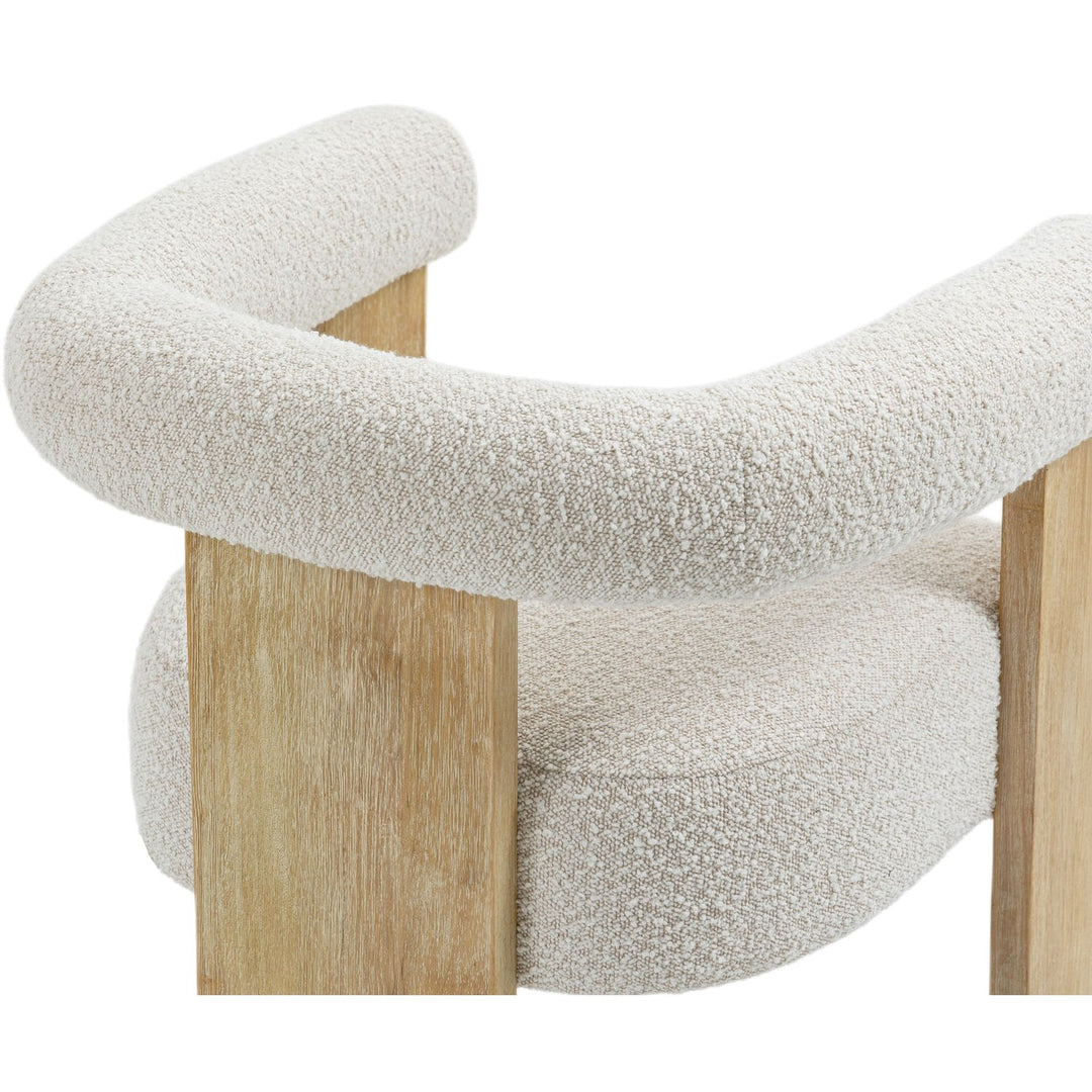 Barrel Boucle Fabric Upholstered Dining Chair — Cream / Natural