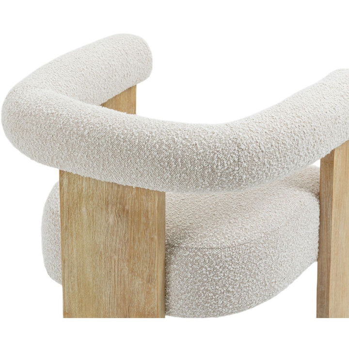 Barrel Boucle Fabric Upholstered Dining Chair — Cream / Natural