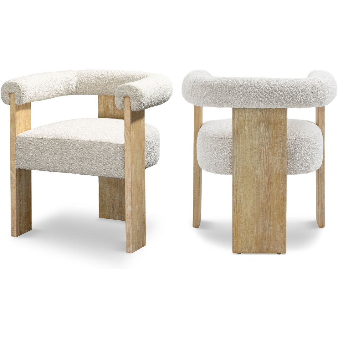 Barrel Cream Boucle Fabric Upholstered Dining Chair