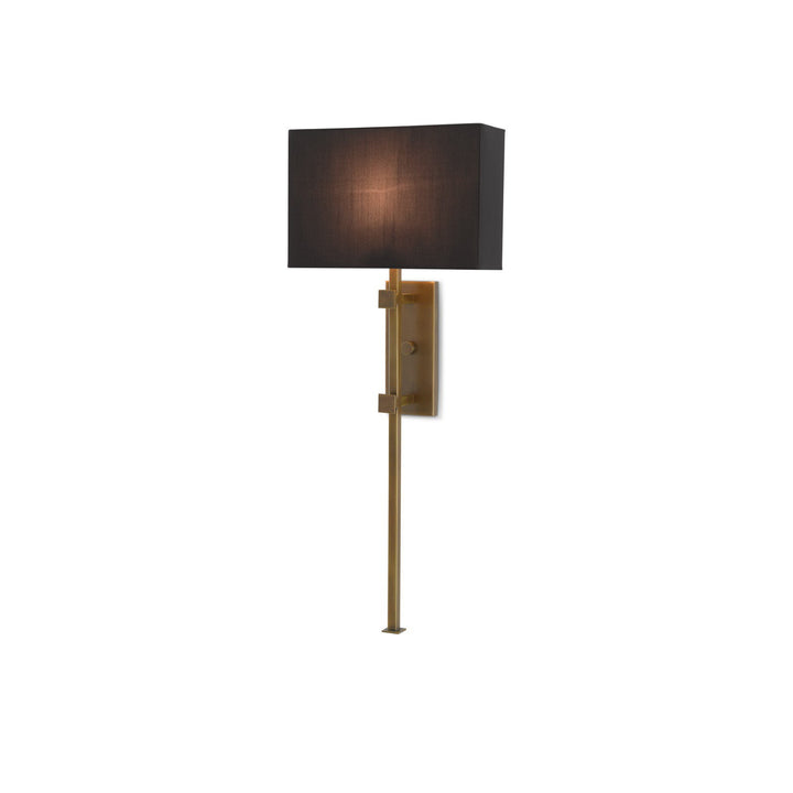 Edmund Brass Wall Sconce, Black Shade