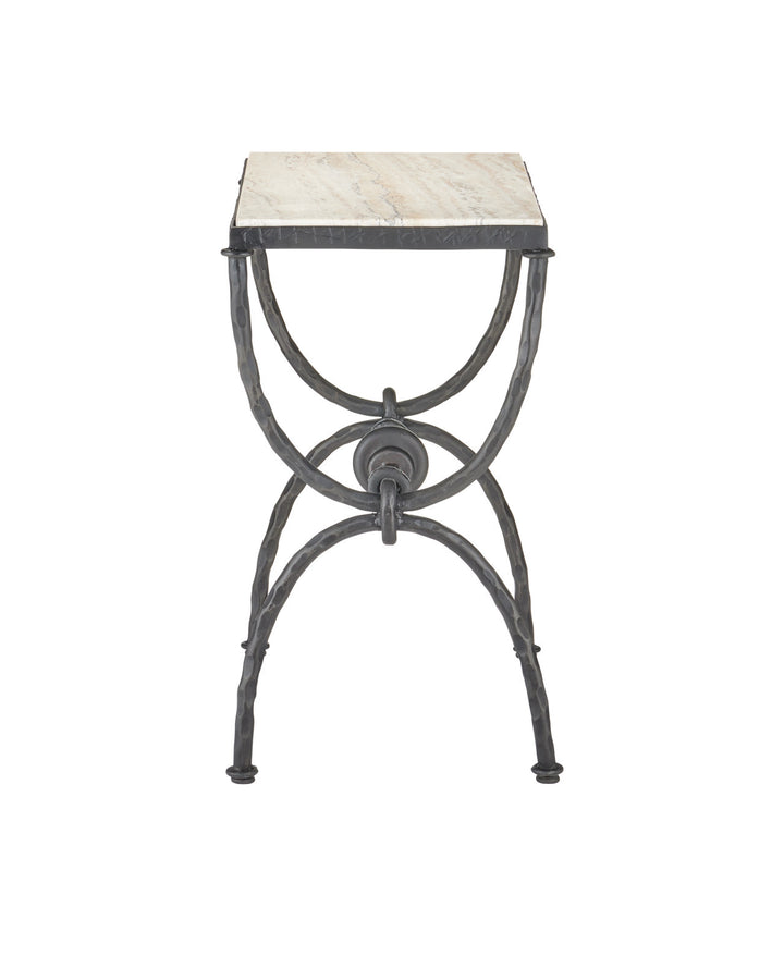 Agora White Travertine Side Table