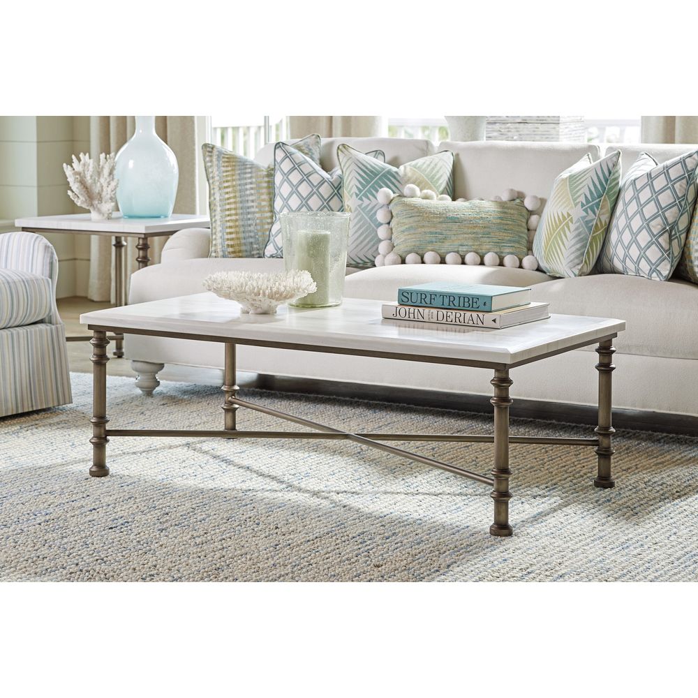 Coffee Tables Flagler Rectangular Marble Top Cocktail Table - Caribbean Sands