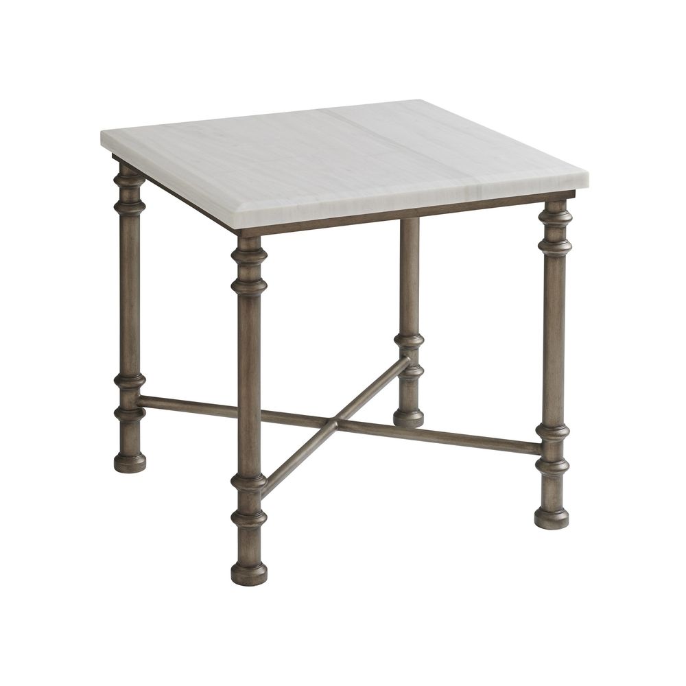 Side Tables Flagler Square Marble Top End Table - Caribbean Sands