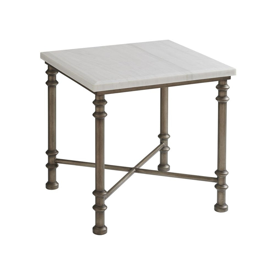 Side Tables Flagler Square Marble Top End Table - Caribbean Sands
