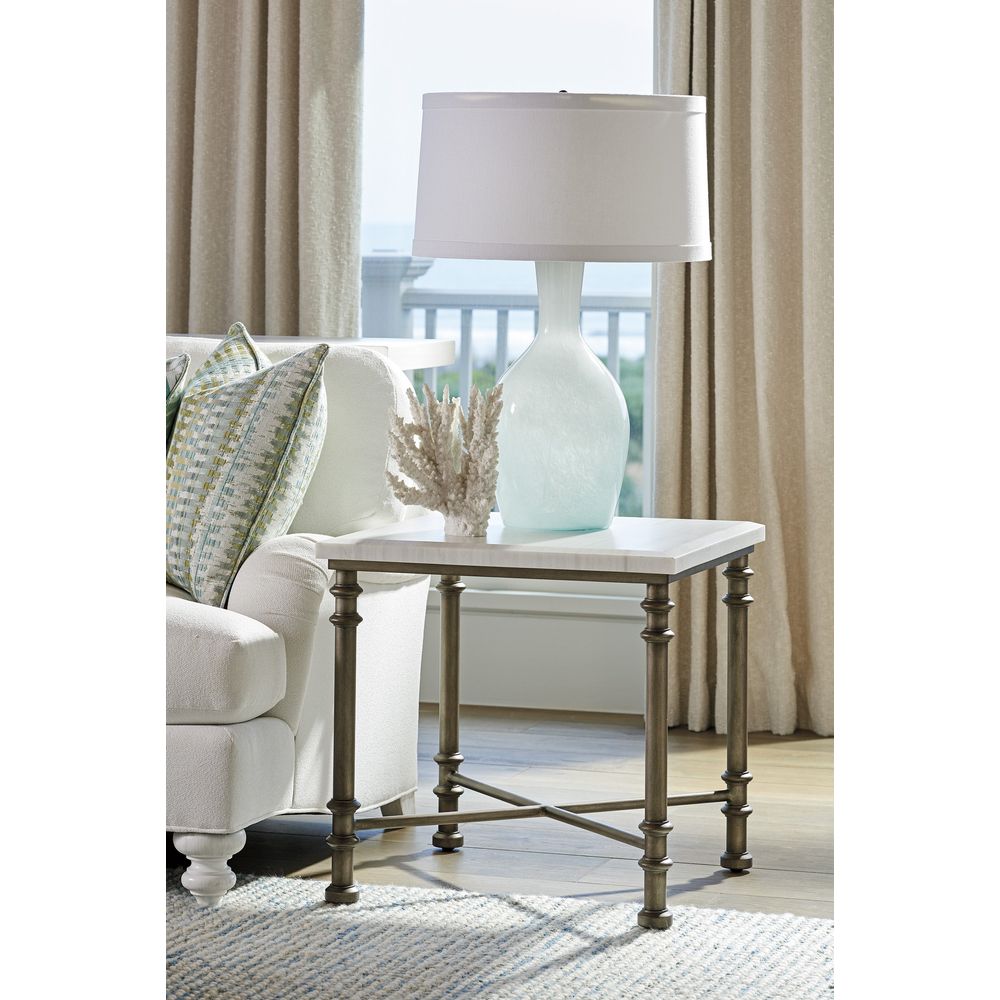 Side Tables Flagler Square Marble Top End Table - Caribbean Sands
