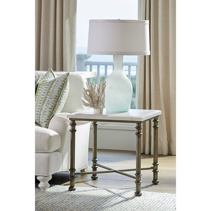 Side Tables Flagler Square Marble Top End Table - Caribbean Sands