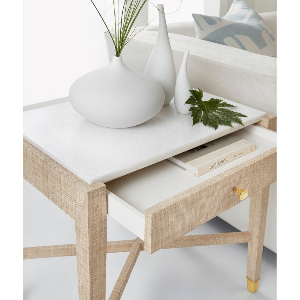 Side Tables Palmetto Raffia Side Table with Drawer