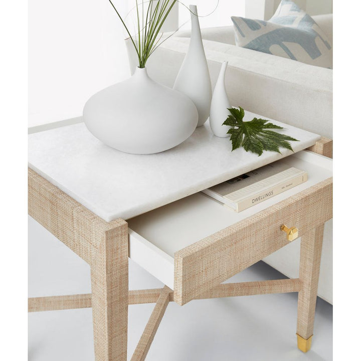 Side Tables Palmetto Raffia Side Table with Drawer