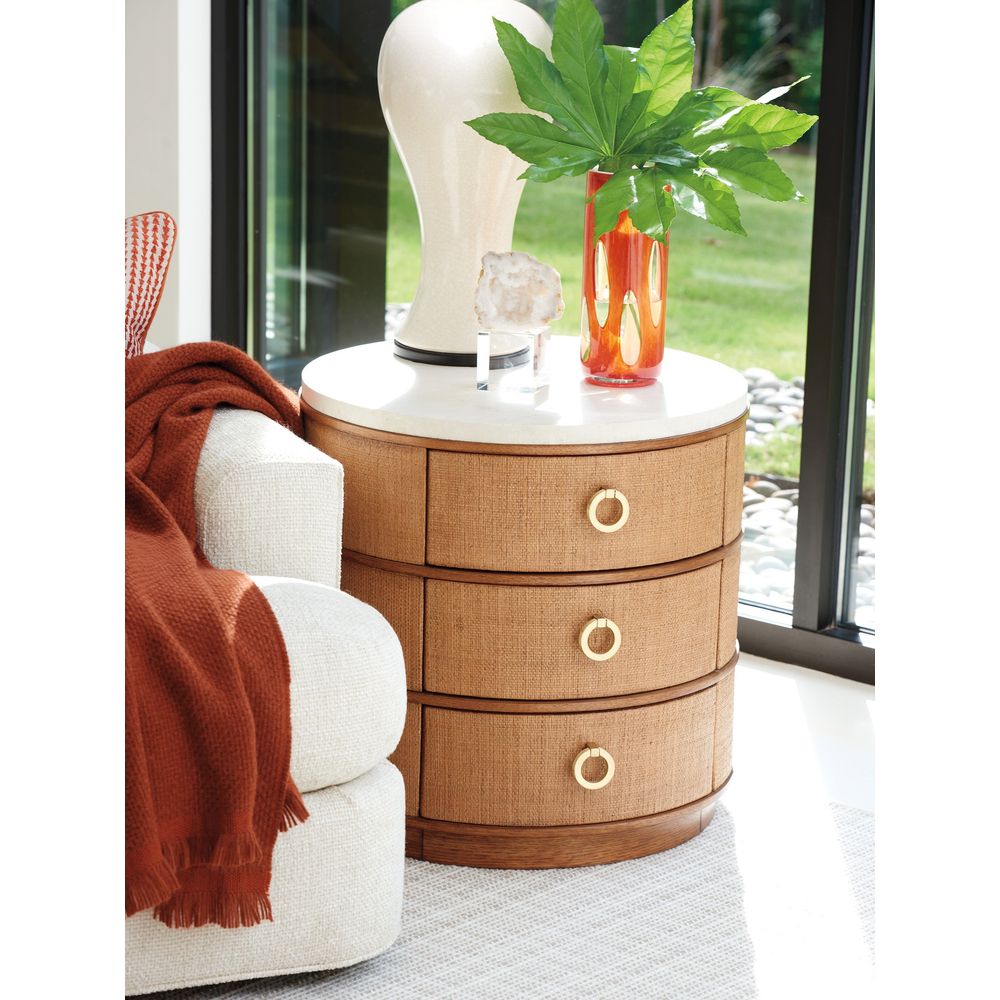 Side Tables Banning Raffia Round Lamp Table - Sonoran