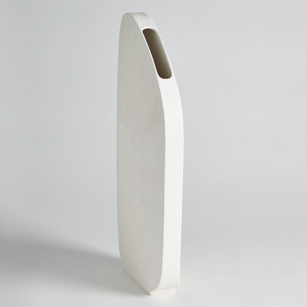 Offset Square Scratch Vase-Matte White-Low