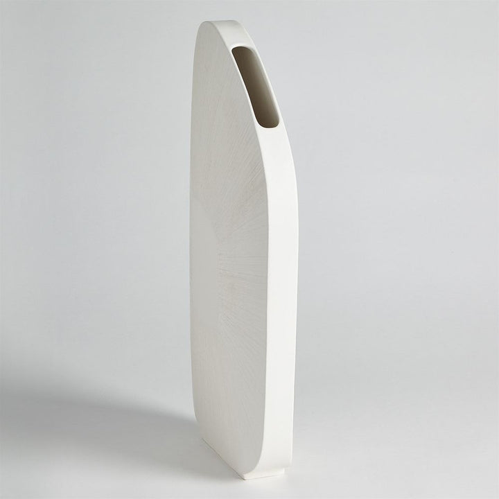 Offset Square Scratch Vase-Matte White-Low