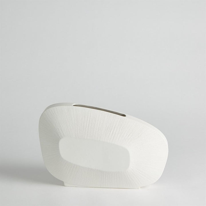 Offset Square Scratch Vase-Matte White-Low