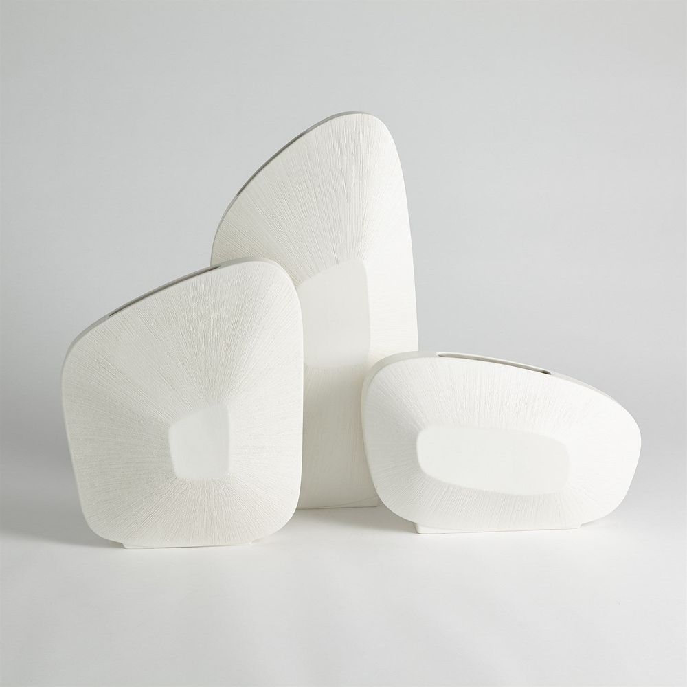 Vases Offset Square Scratch Vase-Matte White-Low