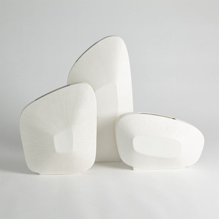 Vases Offset Square Scratch Vase-Matte White-Low