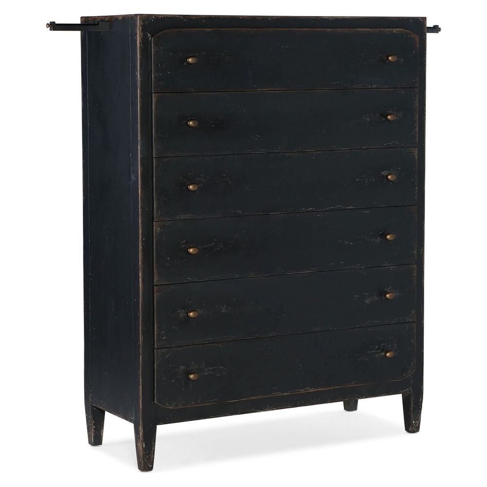 Dressers & Chests Florence Six-Drawer Chest- Black - Black - Wood