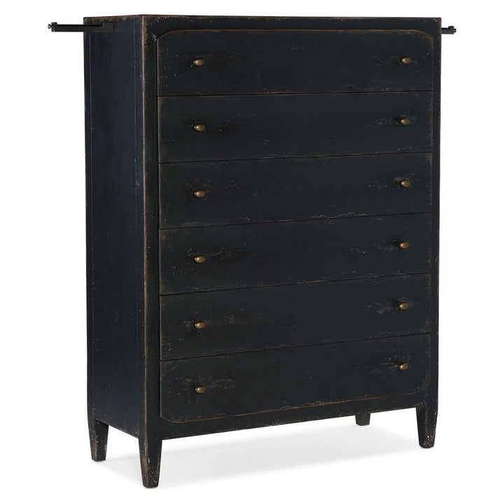 Dressers & Chests Florence Six-Drawer Chest- Black - Black - Wood