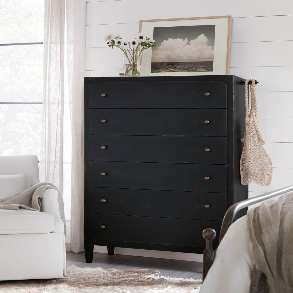 Dressers & Chests Florence Six-Drawer Chest- Black - Black - Wood