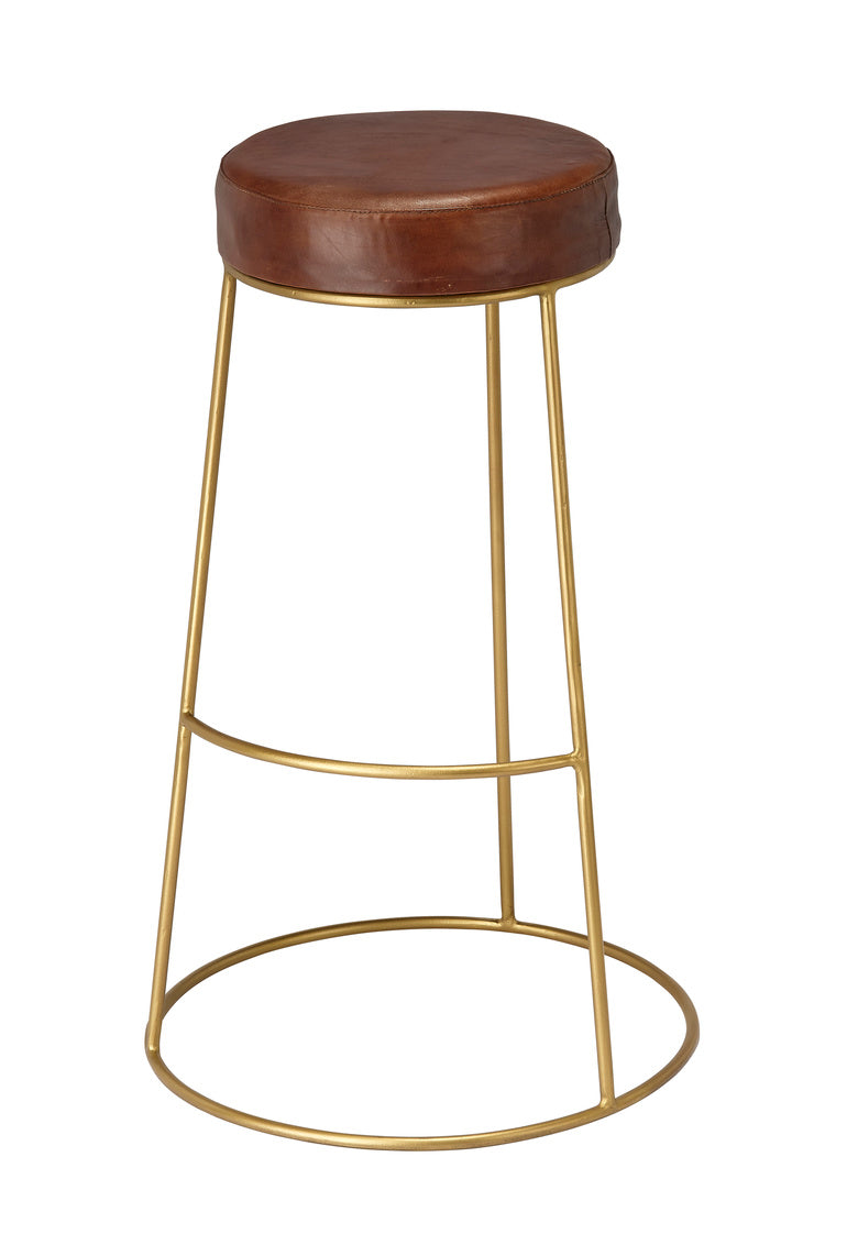 Henry Round Leather Counter Stool-Jamie Young-JAMIEYO-LS20HENBSBR-Stools & OttomansBrown-Large-2-France and Son