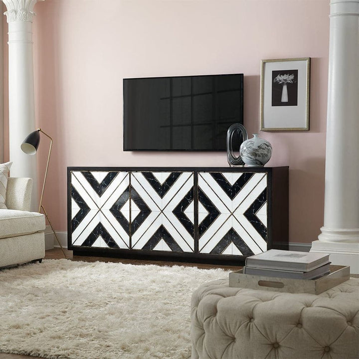 Sanctuary Noir Et Blanc Entertainment Console-Hooker-HOOKER-5875-55480-00-Media Storage / TV Stands-2-France and Son