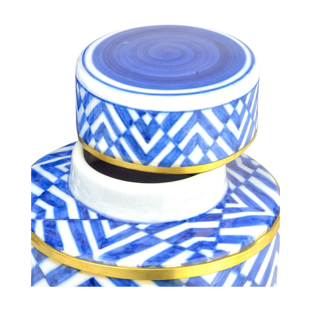 Blue & White Optical Tea Jar Set of 2