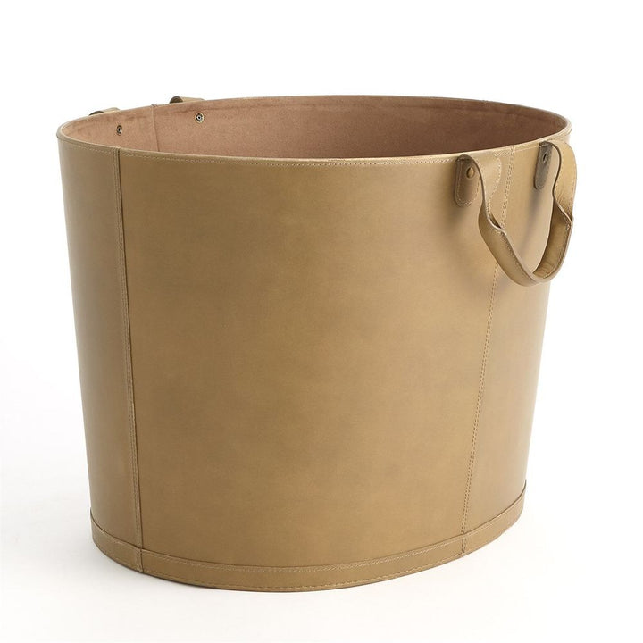 Baskets Oversized Oval Leather Basket - Putty