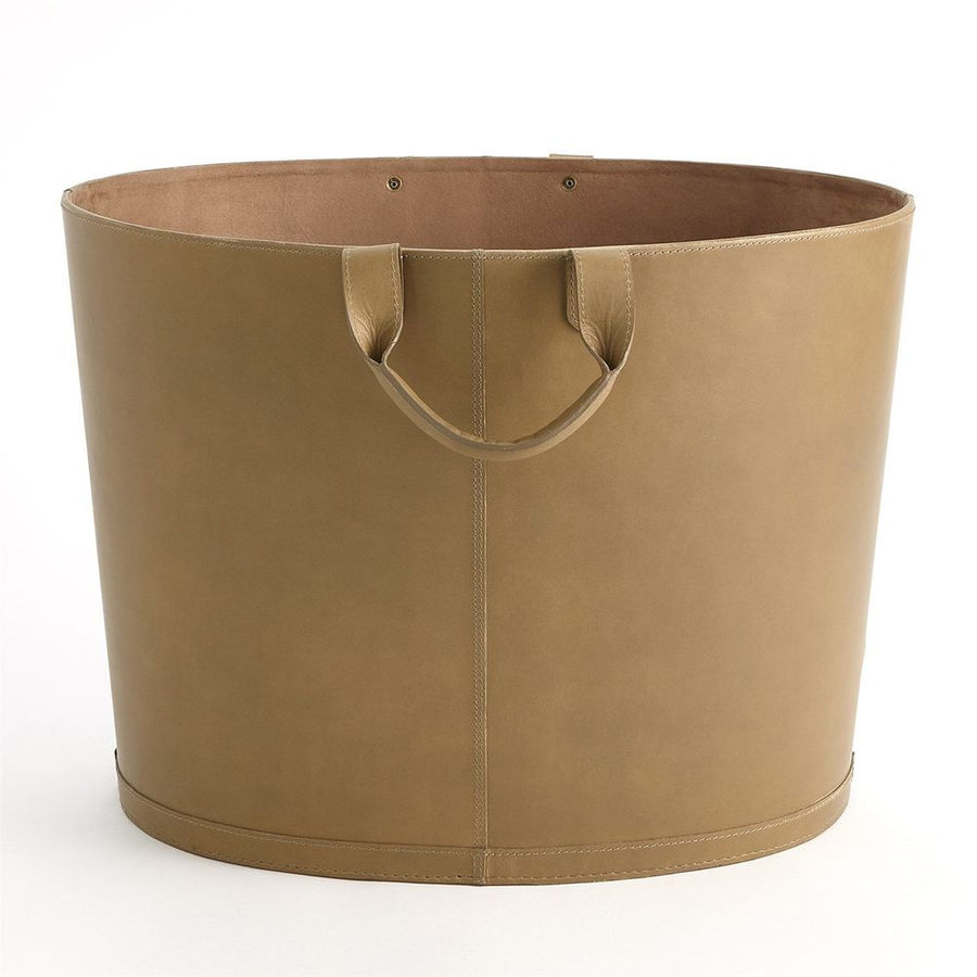 Baskets Oversized Oval Leather Basket - Putty