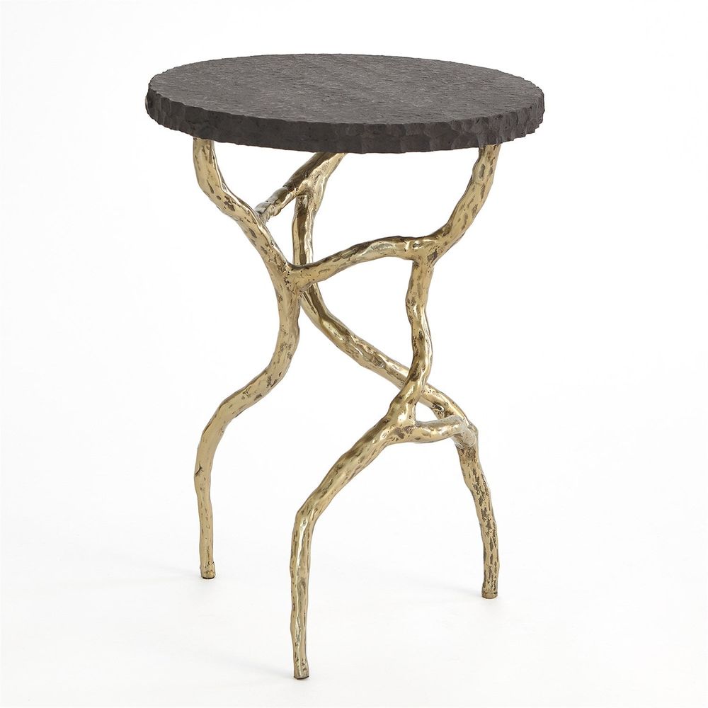 Side Tables Root Table-Faux Brass w/Black Marble