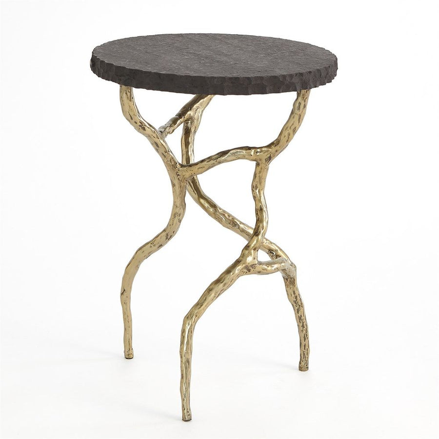 Side Tables Root Table-Faux Brass w/Black Marble