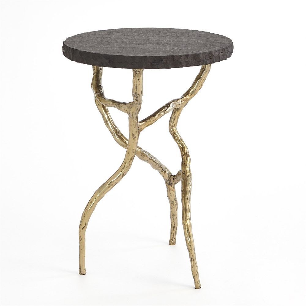 Side Tables Root Table-Faux Brass w/Black Marble