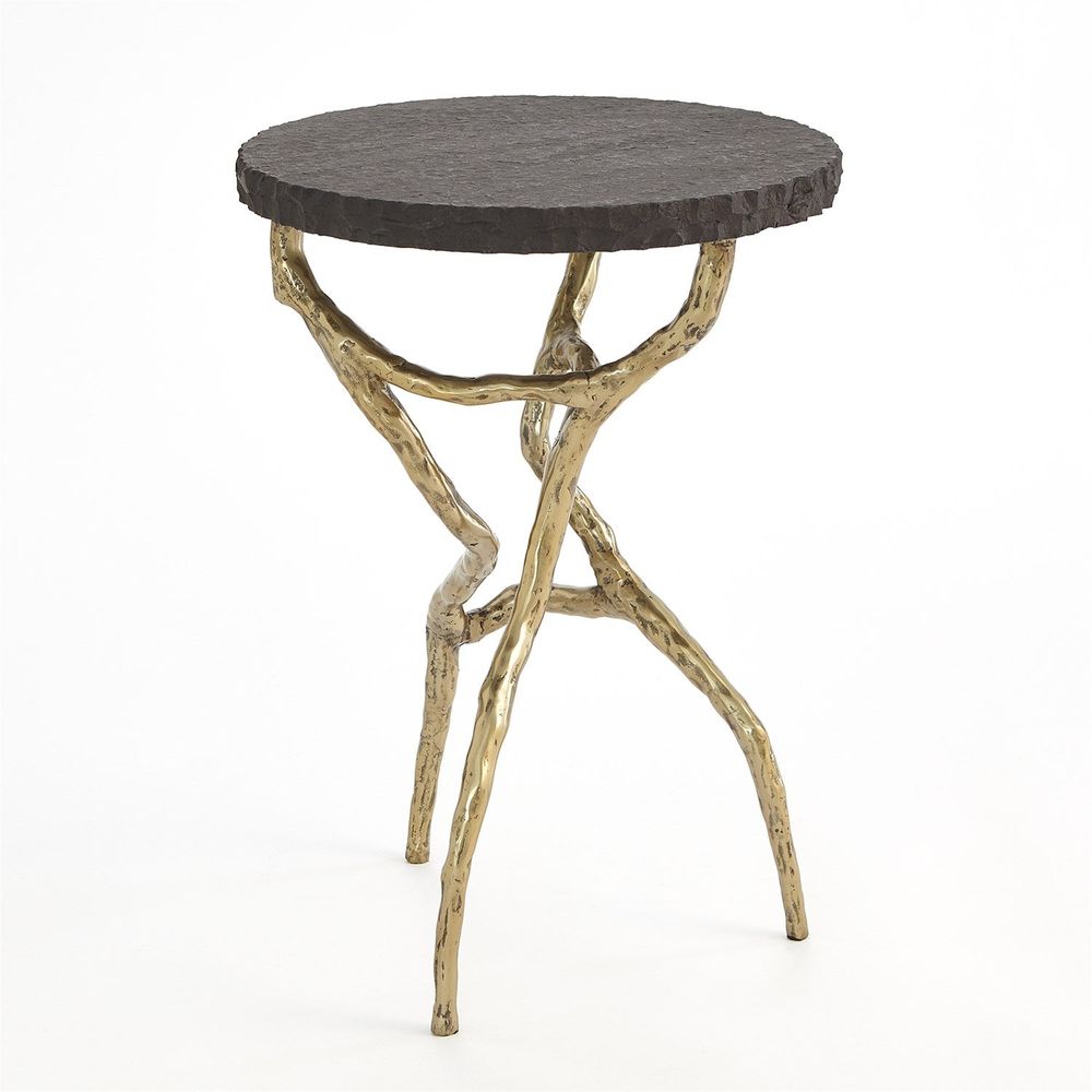 Side Tables Root Table-Faux Brass w/Black Marble
