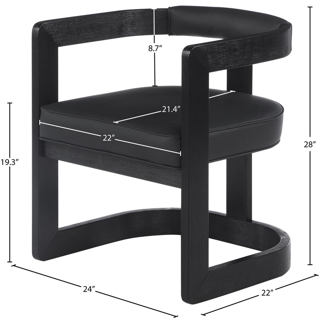 Manchester Vegan Leather Upholstered Dining Chair — Black / Black Wire Brush