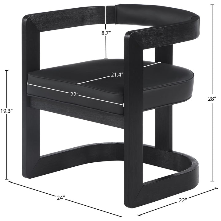 Manchester Vegan Leather Upholstered Dining Chair — Black / Black Wire Brush