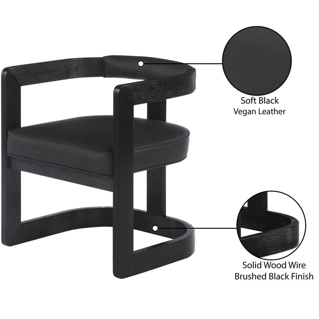 Manchester Vegan Leather Upholstered Dining Chair — Black / Black Wire Brush