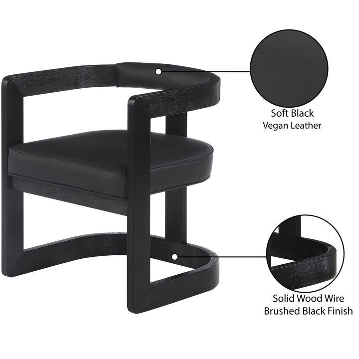 Manchester Vegan Leather Upholstered Dining Chair — Black / Black Wire Brush